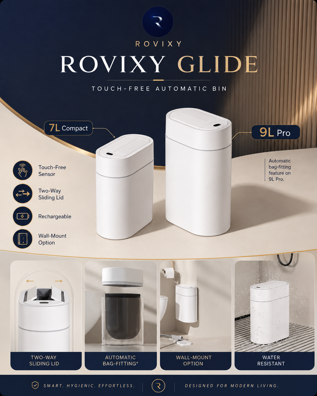 Rovixy Glide - Touch-Free Automatic Bin