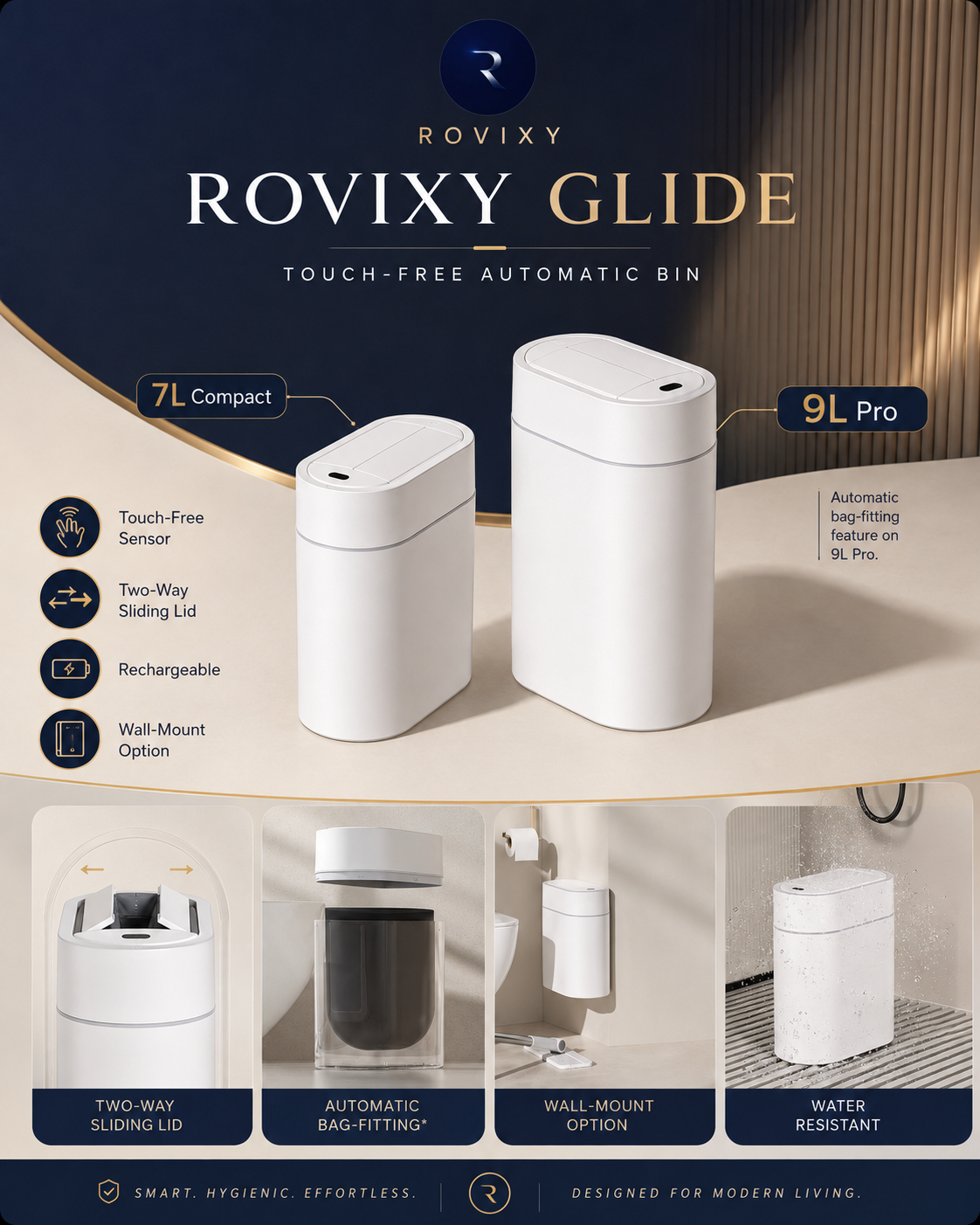 Rovixy Glide - Touch-Free Automatic Bin