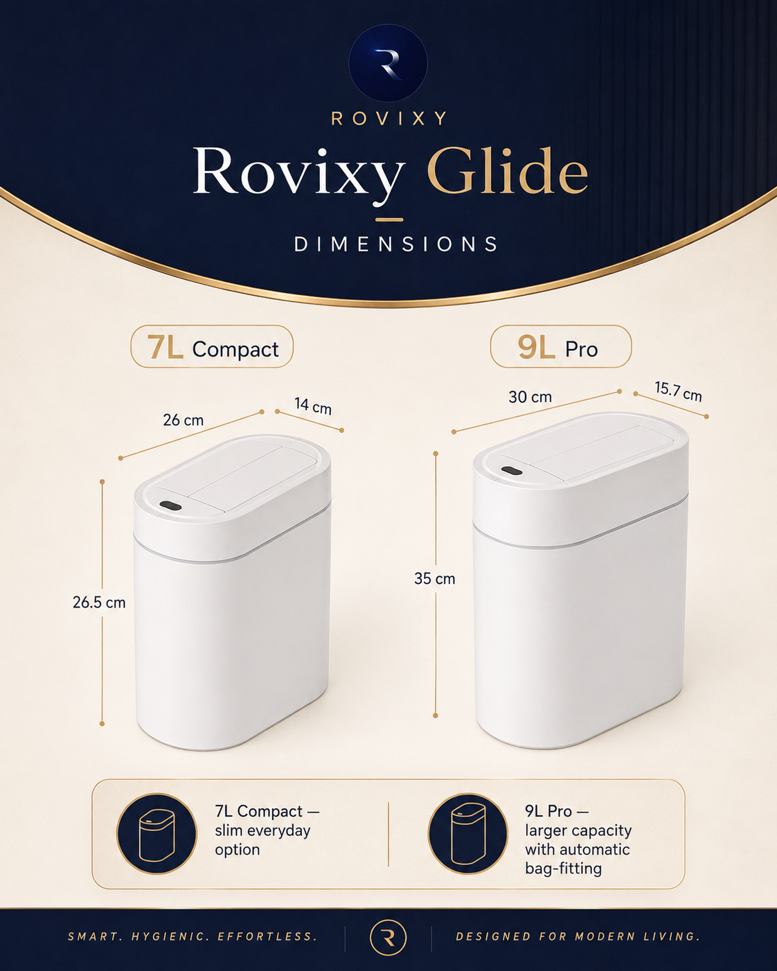 Rovixy Glide - Touch-Free Automatic Bin